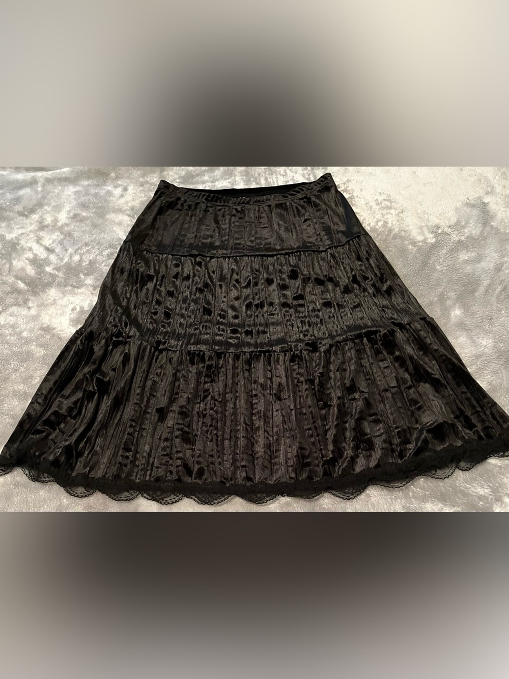 No Boundaries Y2K Black Velvet Sequin Tiered Midi Skirt Juniors M 7/9